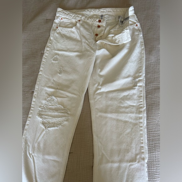 H&M women’s 14 cream denim 90s boyfriend high waist - Picture 3 of 8